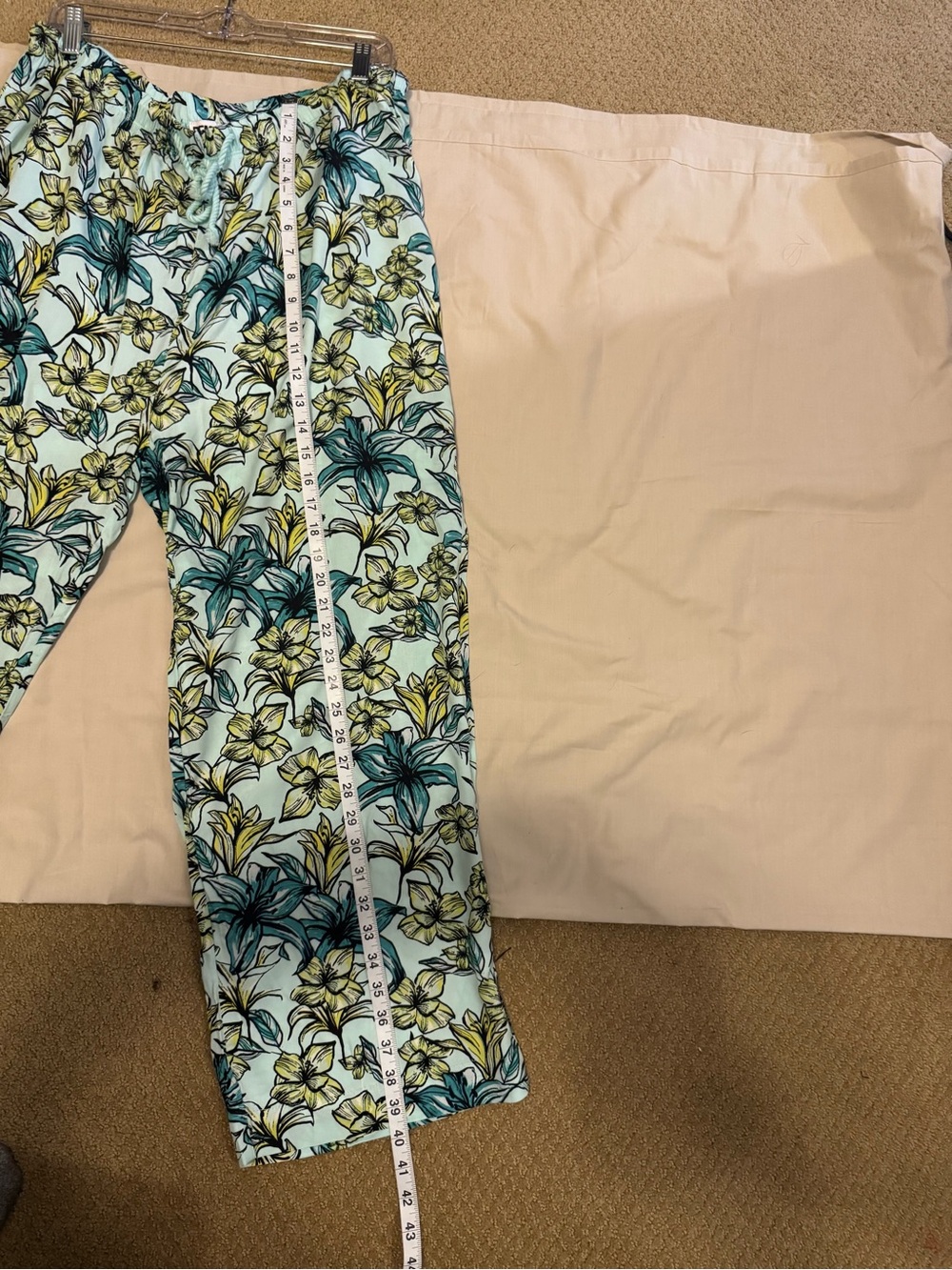 Beach Riot Tropical Floral Drawstring Lounge Beach Pants XXL Mint Green Rayon - Picture 7 of 7